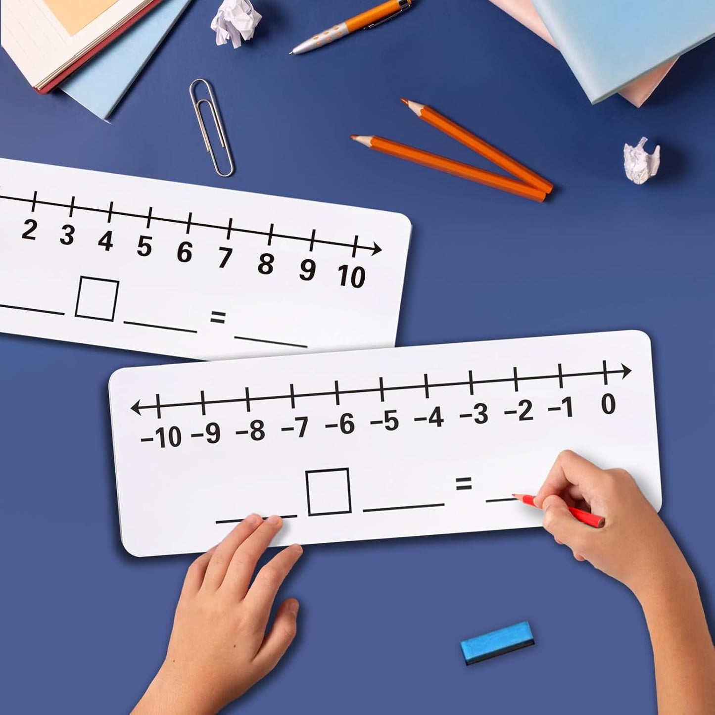 2 Pcs Dry Erase Number Line Board, Double Sided Number Line for Students, Homeschool, Teacher Supplies, Classroom, Math Game for Math Center，High Quality Durable 12 x 4 Inch 0-10, 0-20