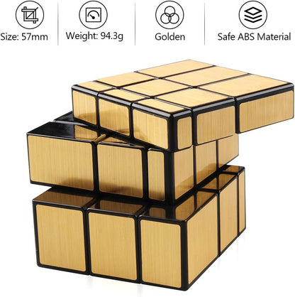 D-FantiX Shengshou Mirror Cube 3x3 Speed Cube Gold Mirror Blocks Cube 3x3x3 Different Shapes Puzzle Cube Toys for Kids Adult