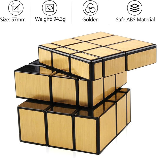 D-FantiX Shengshou Mirror Cube 3x3 Speed Cube Gold Mirror Blocks Cube 3x3x3 Different Shapes Puzzle Cube Toys for Kids Adult