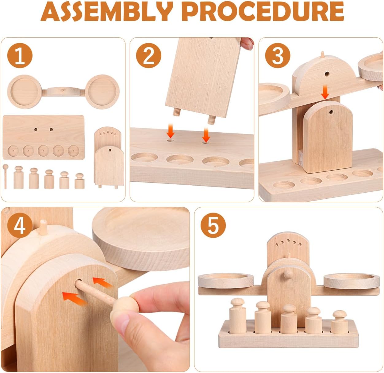 Wooden Balance Scale Toy Set for Kids - Educational Math Balance Beam with Pan Scale - Stem Learning Toy for Preschoolers and Toddlers