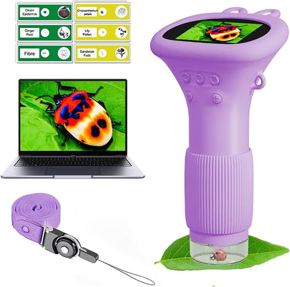 WINWEND Kids Microscope Pocket Microscope -1000X Portable Microscope for Kid | Photo and Video Mini Microscopes | 2'' Digital Little Scientist Microscopes for 3-10 Age Years Old Boys Girls Toys Gifts