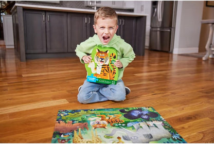 Crocodile Creek 36-Piece Jigsaw Floor Puzzle - Shark Reef - for Kids Ages 3-5 - Heavy-Duty Shaped Box for Storage - 24" W x 18" H Finished