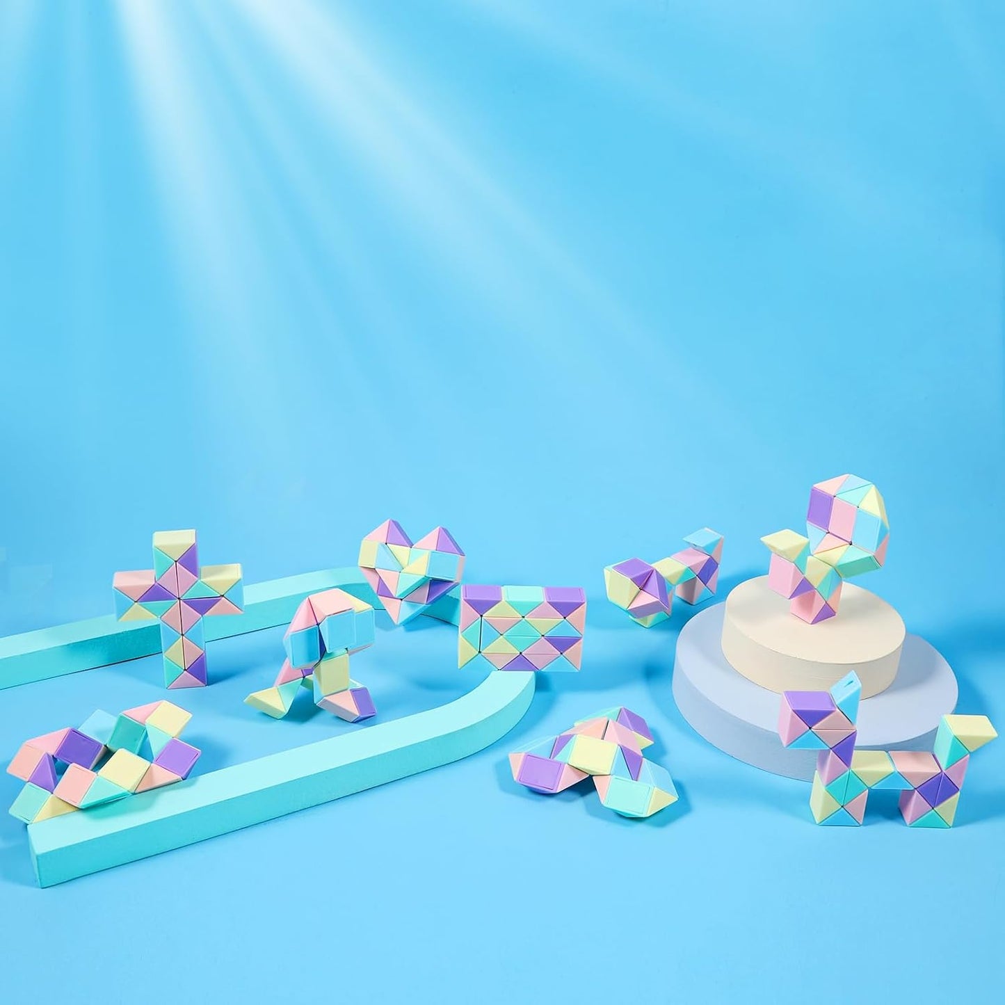 24 Pack Magic Snake Cube Fidget Toys for Kids - 24 Blocks Rainbow Twist Puzzle, Party Favors, Classroom Prizes, Birthday Goodie Bag Fillers, Stress Relief Sensory Toys