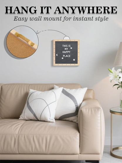 Changeable Felt Letter Board with LED Lights - 10×10" Message Custom Signs & Wood Stand & 450 Letters, Poster Board for Baby/Pregnancy Announcement/Classroom Wall Graduation Decor Gifts, Camel