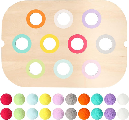 IEATFO 3-Pack Wooden Sensory Boards - Sensory Table Large and Small Storage Box Inserts - Pegboard, Size & Color Cognitive Boards - Accessories Include Wooden Pegs, Elastics, Pompoms