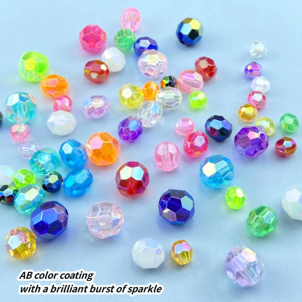 200 PCS 10mm Acrylic Faceted Spacer Beads AB Color Glossy Round Loose Beads for Jewelry Making Bracelet Necklace Earring Ornament Wind Chimes Key Chains(Deep Purple AB)