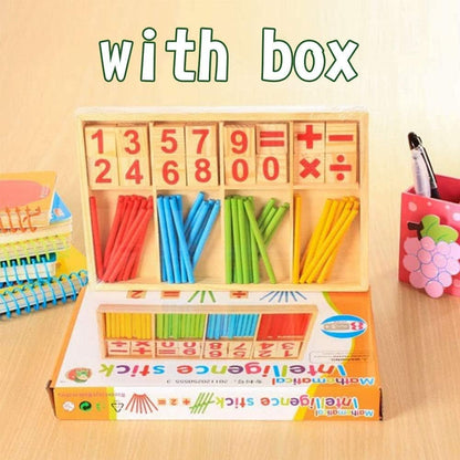 Umbresen Montessori Toys Math Educational Toy - Wooden Intelligence Sticks Number Cards and Counting Rods with Box