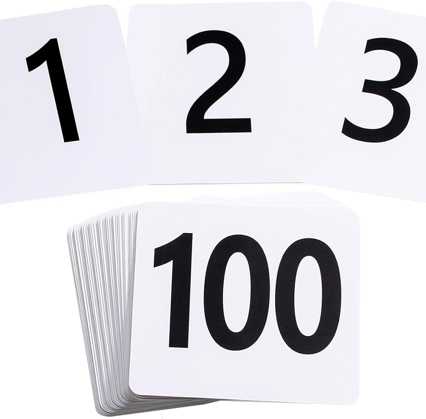 Toncoo 50Pcs Table Numbers 1-50, 3.7x4 Inch Plastic Table Numbers, Double Sided Table Number Cards - for Wedding Reception Restaurant Table Numbers Place Cards, White