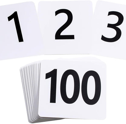 Toncoo 50Pcs Table Numbers 1-50, 3.7x4 Inch Plastic Table Numbers, Double Sided Table Number Cards - for Wedding Reception Restaurant Table Numbers Place Cards, White