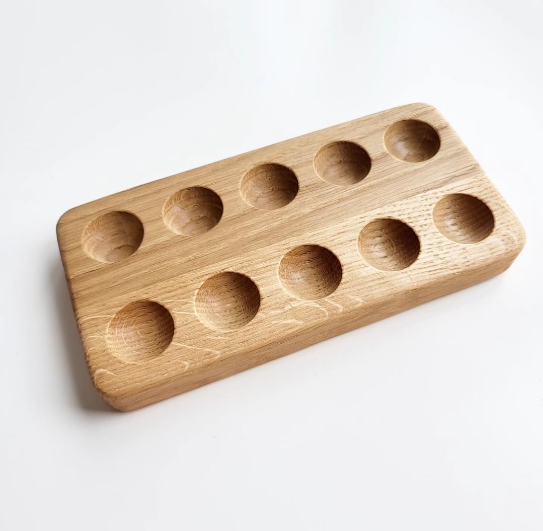 Montessori Wooden Ten Frame Math Board – Double-Sided Oak Counting Board – Math Manipulative for Kids – Early Learning Toy – Toddler Educational Gift – Preschool & Homeschool Activity (Only ten frame)