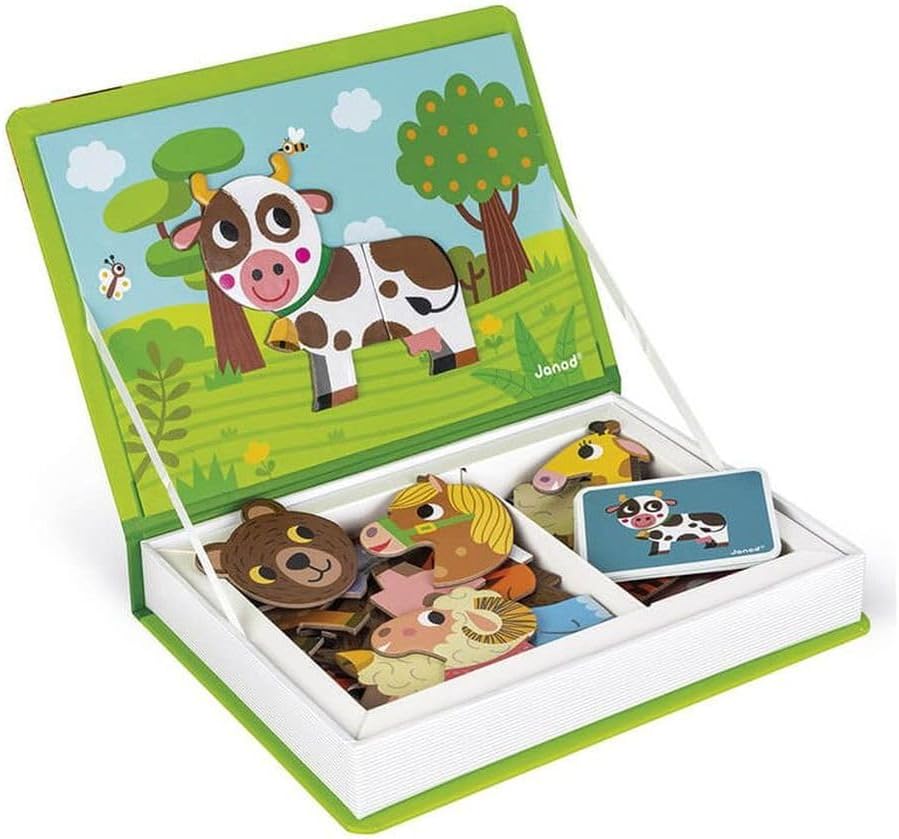 Janod MagnetiBook 41 pc Magnetic Animal Mix and Match Game - Creative Play - Enhances Motor Skills - Develops Dexterity and Coordination - Easy Storage, Educational, Safe