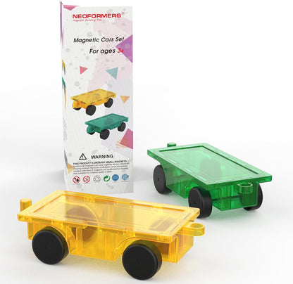 Magnetic Tiles, 96PCS Magnetic Block Toddler Toys with 2 Cars, 3D Clear Magnet Building Tiles Set, STEM Educational Toys for Kids 3-9 Years