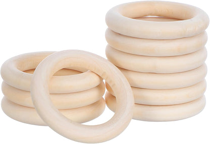 10 Pcs Width Wooden Rings 2 Inch Unfinished Smooth Wood Rings Natural Wooden Ring for Crafts Circles Without Paint for Macrame Pendant Connectors Jewelry Making DIY Making Craft Ring