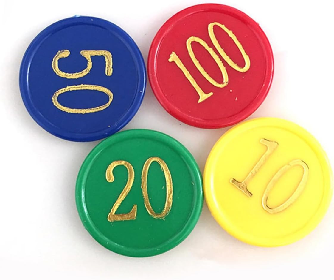 WOONEKY 80pcs Round Plastic Counting Chips for Math Learning Games Poker Slices Bingo Chips Game Supplies