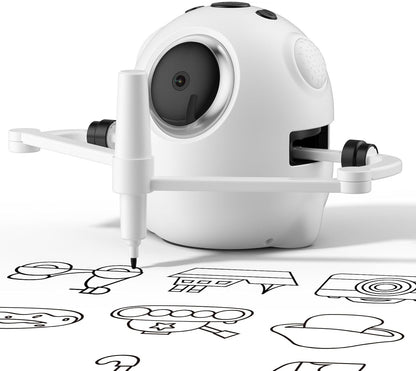 Drawing Robot for Kids with Camera Recognition, Interactive Educational Drawing Machine with 150 Cards, Montessori Painting Learning Toys for Ages 3+, Birthday for Boys Girls (Yellow)