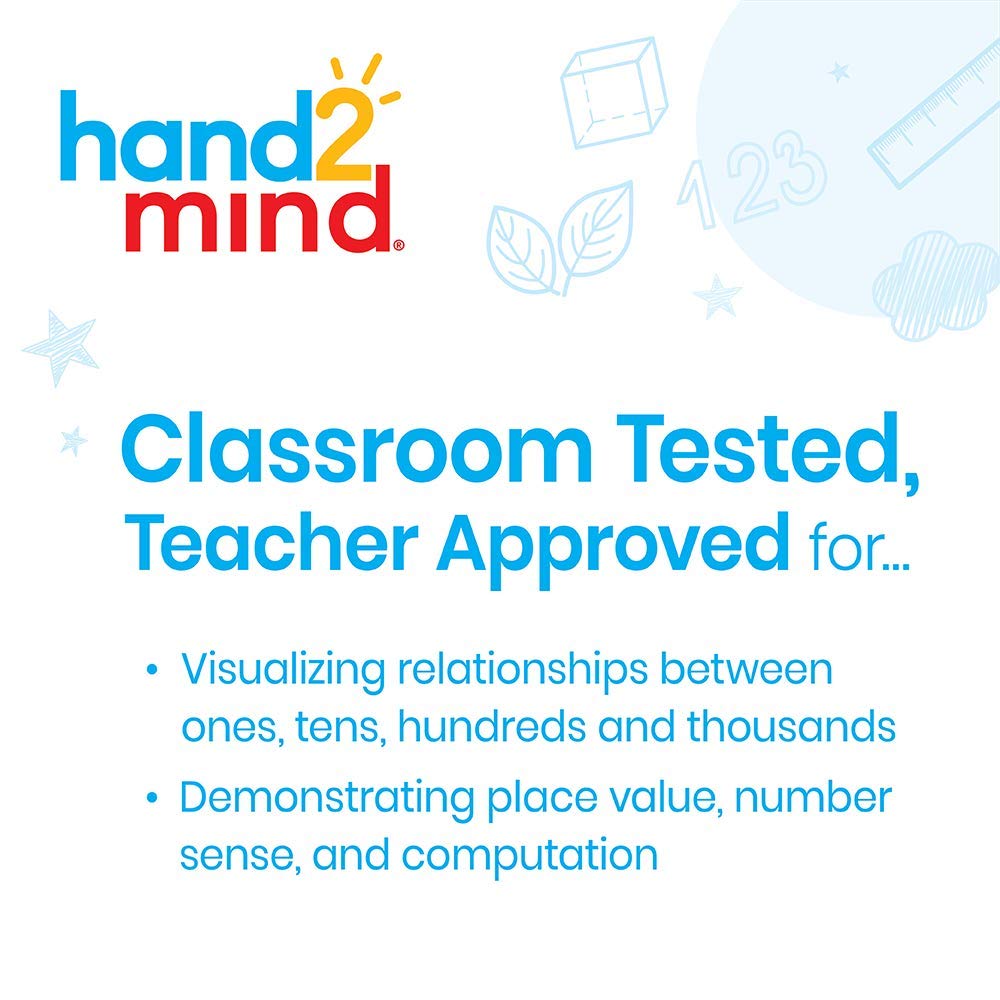 hand2mind Magnetic Demonstration Differentiated Base Ten Blocks Classroom Set, Magnetic Place Value Blocks, Counting Cubes for Kids Math, Base 10 Math Manipulatives Kindergarten Set (Set of 131)