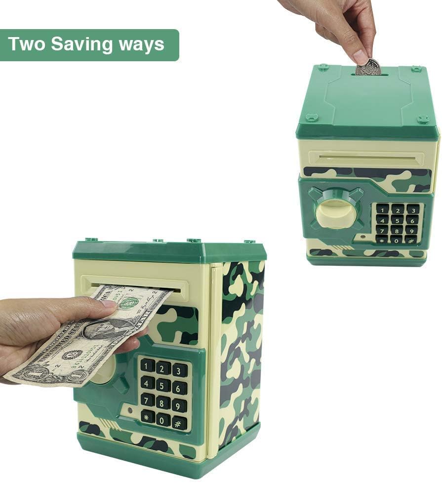 Piggy Bank Electronic Mini ATM for Kids Baby Toy, Safe Coin Banks Money Saving Box Password Code Lock for Children,Boys Girls Best Gift (Silver)
