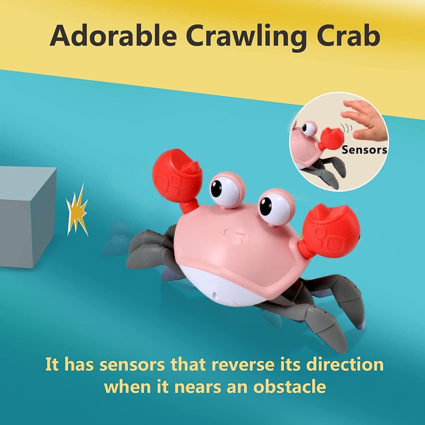 Crawling Crab Gear Set Toy - Tummy Time Musical Crab Toys Stacking & Building Blocks Educational STEM Game for Toddlers & Kids 3-5, 1 2 3 Yr Old Birthday Gift Christmas Stuff for 0-36 Month Boys Girls