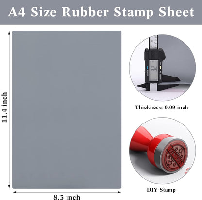 Rubber Stamp Sheet for Laser Engraving Machine, A4 Rubber Stamp Sheet for Laser Cutter Soft Rubber Sheet for Stamps (Dark Gray, 1 Pack)