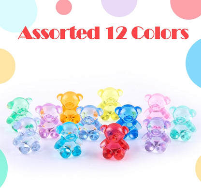 Niceup 360pcs Bear Mini Figurines to Hide, 0.6in Plastic Counting Sorting Bears Translucent Tiny Acrylic Resin Teddy Miniatures for Baby Shower Party Game Vase Fillers Classroom DIY Crafts