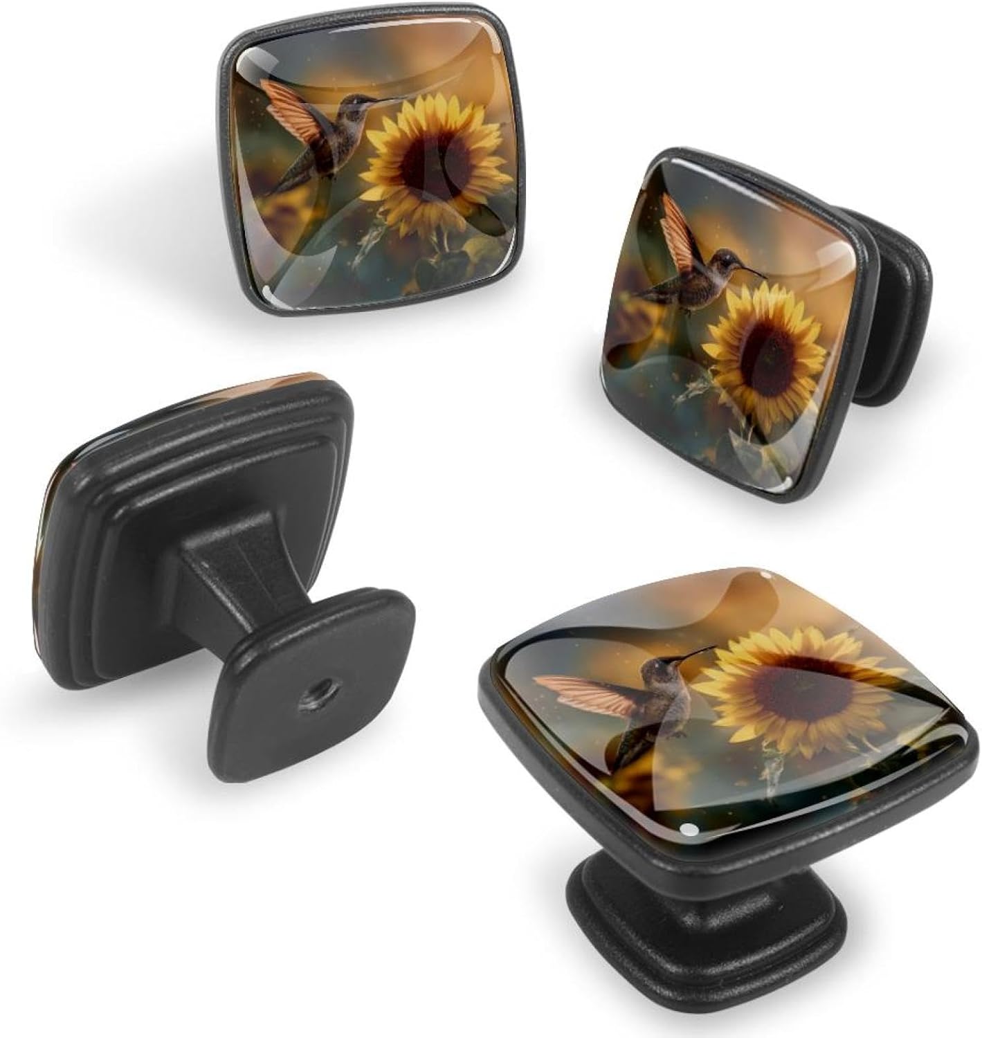 4 Pack Cabinet Knobs Drawer Pulls, 30mm Round ABS Glass Drawer Hardware Growing Butterfly Cabinet Handles with Screws for Dressers Kitchens Cupboard