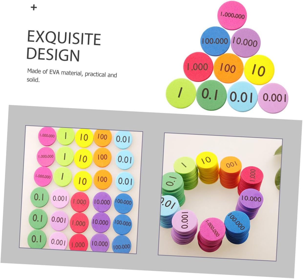 Uonlytech 300Pcs Eva Place Value Disks Manipulatives Non Slip Learning for Math Skills for Educational Activities and Early Numeracy