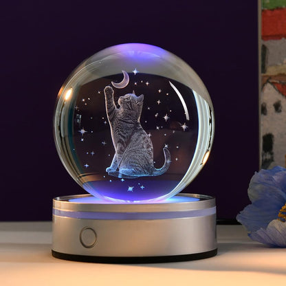 3D Solar System Crystal Ball Universe Glass Ball Space Astronomy Gift Planets Model Science Astrophysics Gifts Solar System Night Light Glass Globe Decor with 12 Colorful Modes Light Base