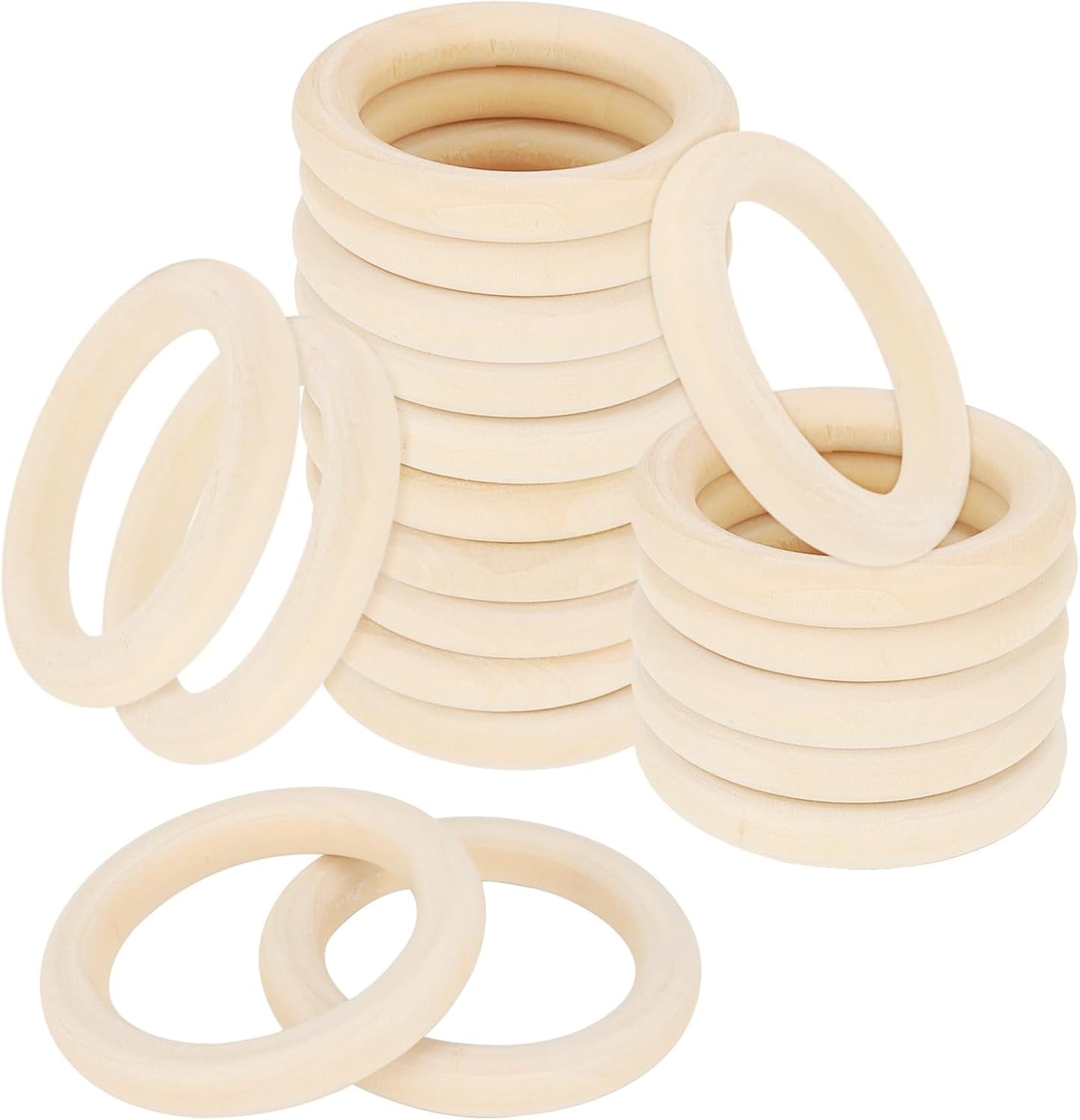Wooden Rings, 4 Inch Diameter, 20 Pack, Unfinished Wood Ring Hoops for Macrame, Crafts