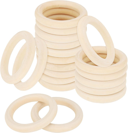 Wooden Rings, 4 Inch Diameter, 20 Pack, Unfinished Wood Ring Hoops for Macrame, Crafts