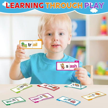 30 Read and Rhyme Flip Books,Sight Words Flash Cards Kindergarten,Kids Phonics Flash Cards,Word Family Build Books Phonics Games Books Gift for Kids Adults Stress Relief