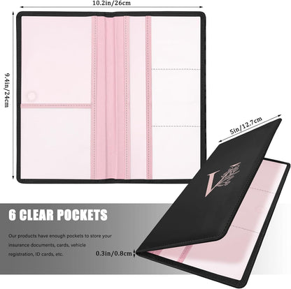 Letter Car Registration and Insurance Holder, with Magnetic Closure for License, Cards and Documents,Vehicle Glove Box Car Organizer, Interior Car Accessories for Women Men (I)