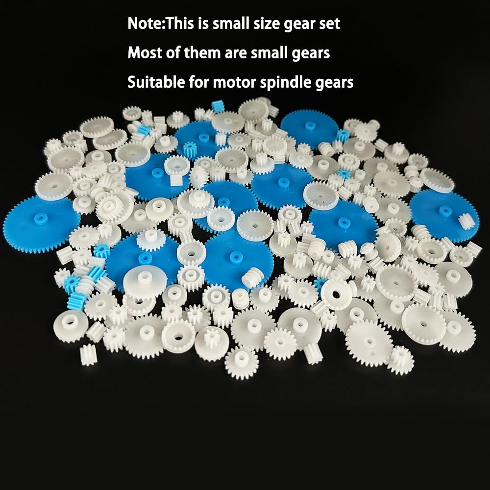 200PCS Module 0.5 Plastic Gear Single Gear Spindle Gear Small Motor Gears for DC Motor RC Car Robot DIY Model Toy Parts (White)