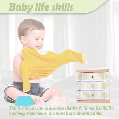 Montessori Wooden Toys for Dressing Learning Board Learning Basic Dressing Skills - Buttons, Snaps, Zippers, Belt Buckles & Hook-and-Loop Fastener Toys for 1 2 3 Year Old Toddlers Sensory Toy Gifts