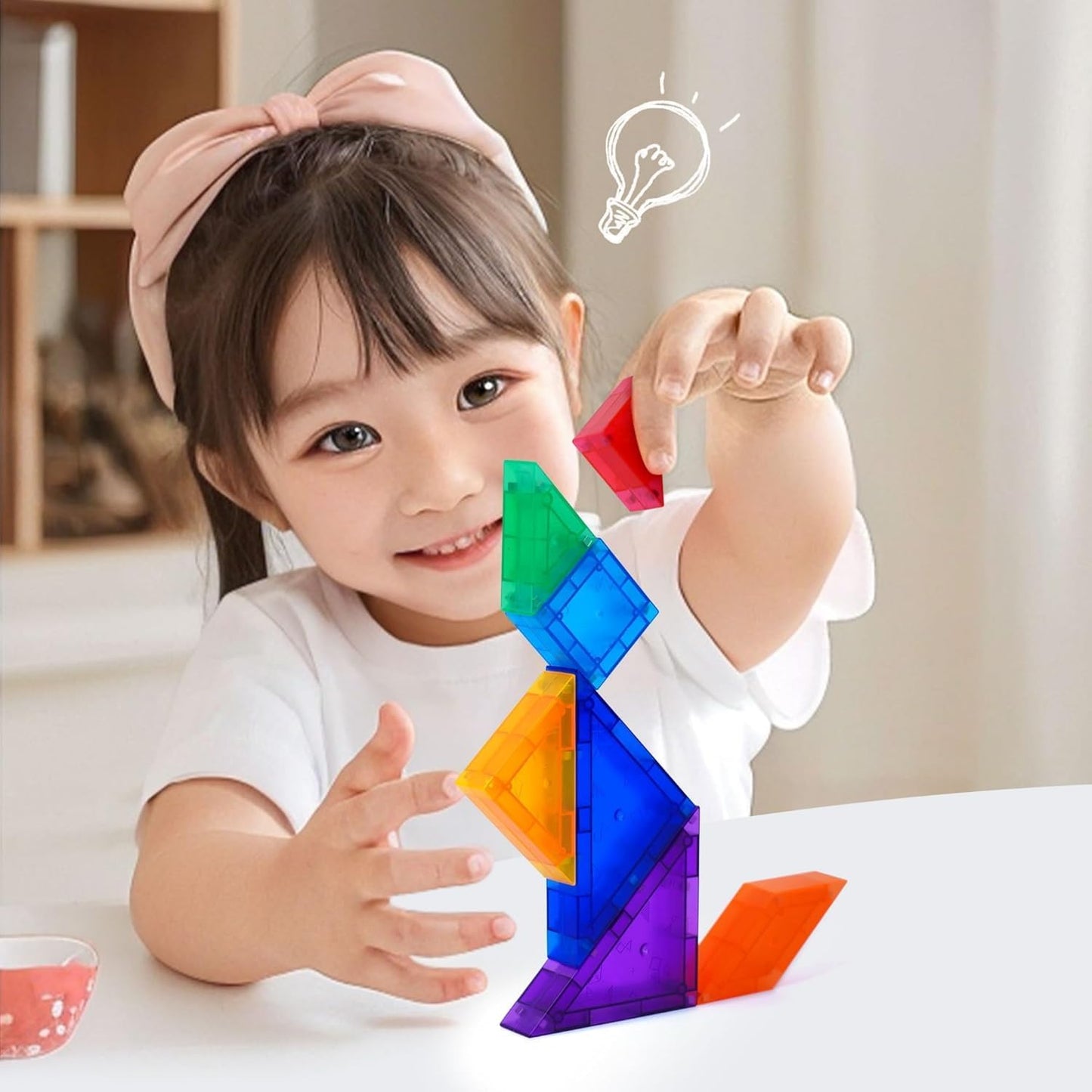 YPLUS Mini Magnetic Tiles Travel Magnetic Blocks Building Toys, 700 Shapes 3D Magnet Tangrams Puzzle, Toddlers Montessori Road Trip Toys STEM Educational Activity for Kids 4-8, 8-12