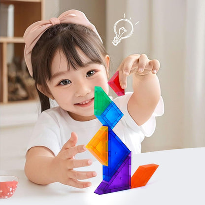 YPLUS Mini Magnetic Tiles Travel Magnetic Blocks Building Toys, 700 Shapes 3D Magnet Tangrams Puzzle, Toddlers Montessori Road Trip Toys STEM Educational Activity for Kids 4-8, 8-12