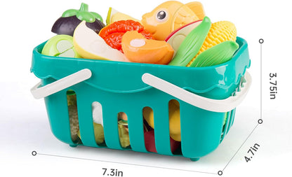 60Pcs Kids Mini Play Kitchen Accessories, Pretend Cooking Play Set with Cookware, Tableware & Fruit & BBQ Sets, Learning Gift for Boys, Girls, Toddlers,Yellow