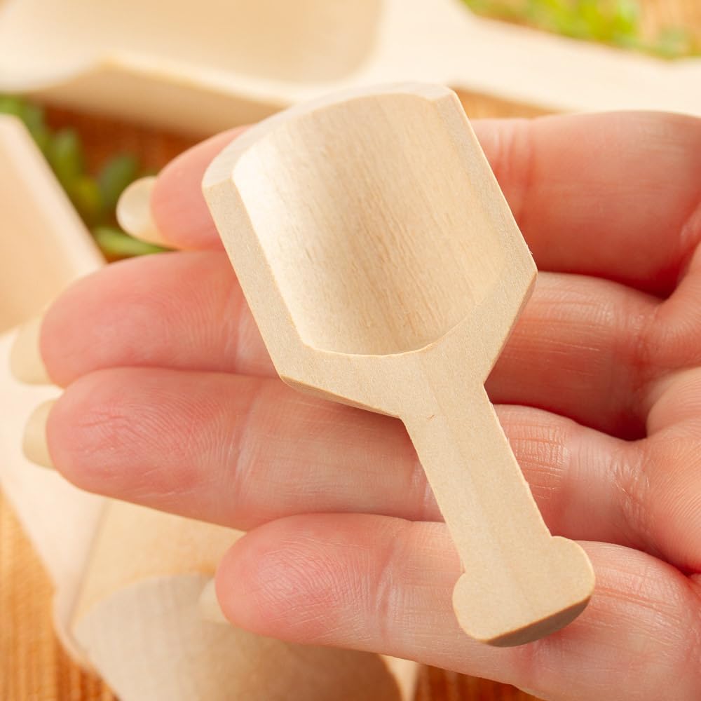 Unfinished Wood Spoon Scoops Set of 6 by Factory Direct Craft for Bath Salts, Sugar Scrubs, Spices or Educational Sensory Bins - 4-1/8 Inches Long