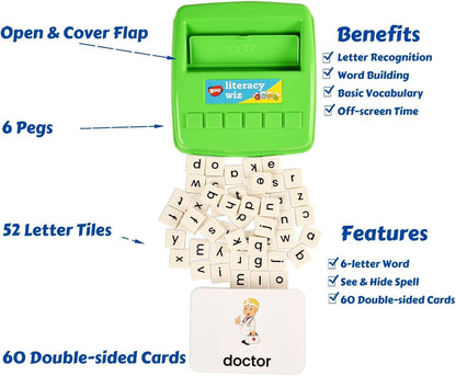 BOHS Literacy Wiz Fun Game - See and Hide Spell - Lower Case Flash Cards - Preschool Language Learning Educational Toys