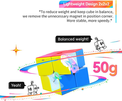 GAN 251 M Air 10th Anniversary Special Edition, 2x2 Speed Cube Magnetic Mini Brain Teaser 42 Magnets Puzzle Fidget Toy for Kids Adults