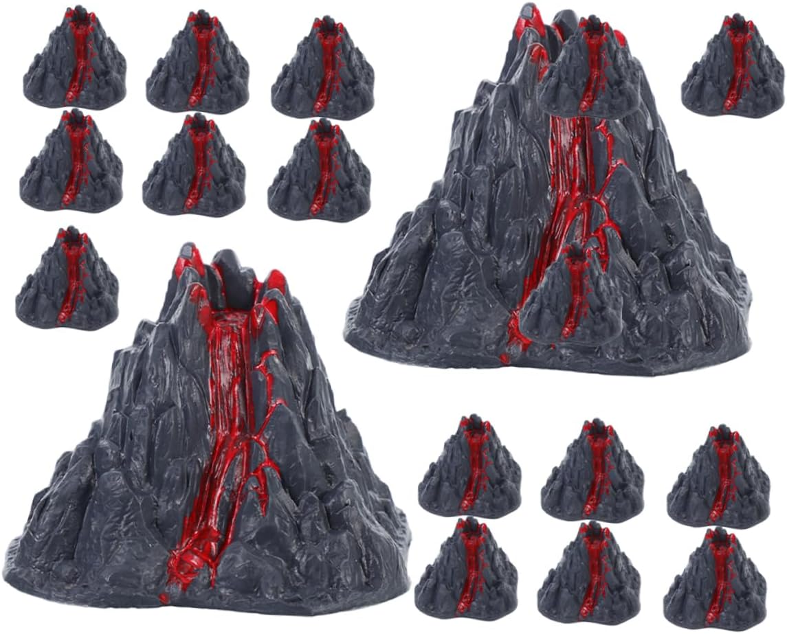 16pcs Miniature Erupting Volcano Model Realistic Plastic Volcano for Science Experiments and Educational Demonstrations for Tabletop Displays and Micro Landscapes