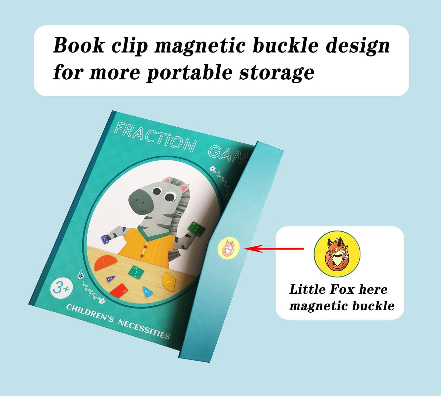 Magnetic Fraction Educational Puzzle for Kids, New Magnetic Fraction Tiles & Fraction Circles, Math Manipulatives Enhance Early Primary School Students Mathematical Skills(Hippo Style)