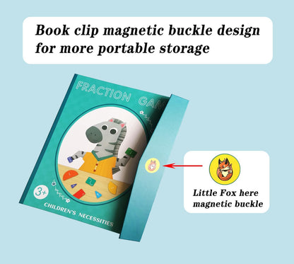 Magnetic Fraction Educational Puzzle for Kids, New Magnetic Fraction Tiles & Fraction Circles, Math Manipulatives Enhance Early Primary School Students Mathematical Skills(Hippo Style)
