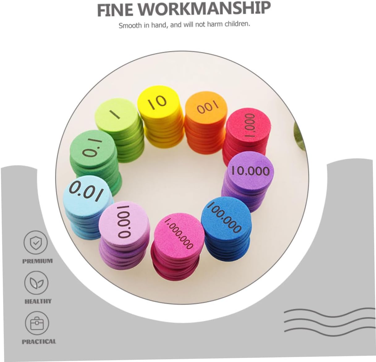Holibanna 300Pcs Eva Math Value Disks Counting Disks for Early Childhood Education Non Slip Discs for Learning and Family Games