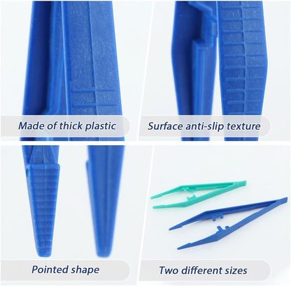 50pcs Plastic Tweezer Bead Tweezers for Kids Craft Forceps Tools for Handmade DIY Creative Beading Projects Jewelry Making Kids Home Classroom School Tools(size:50 PCS)