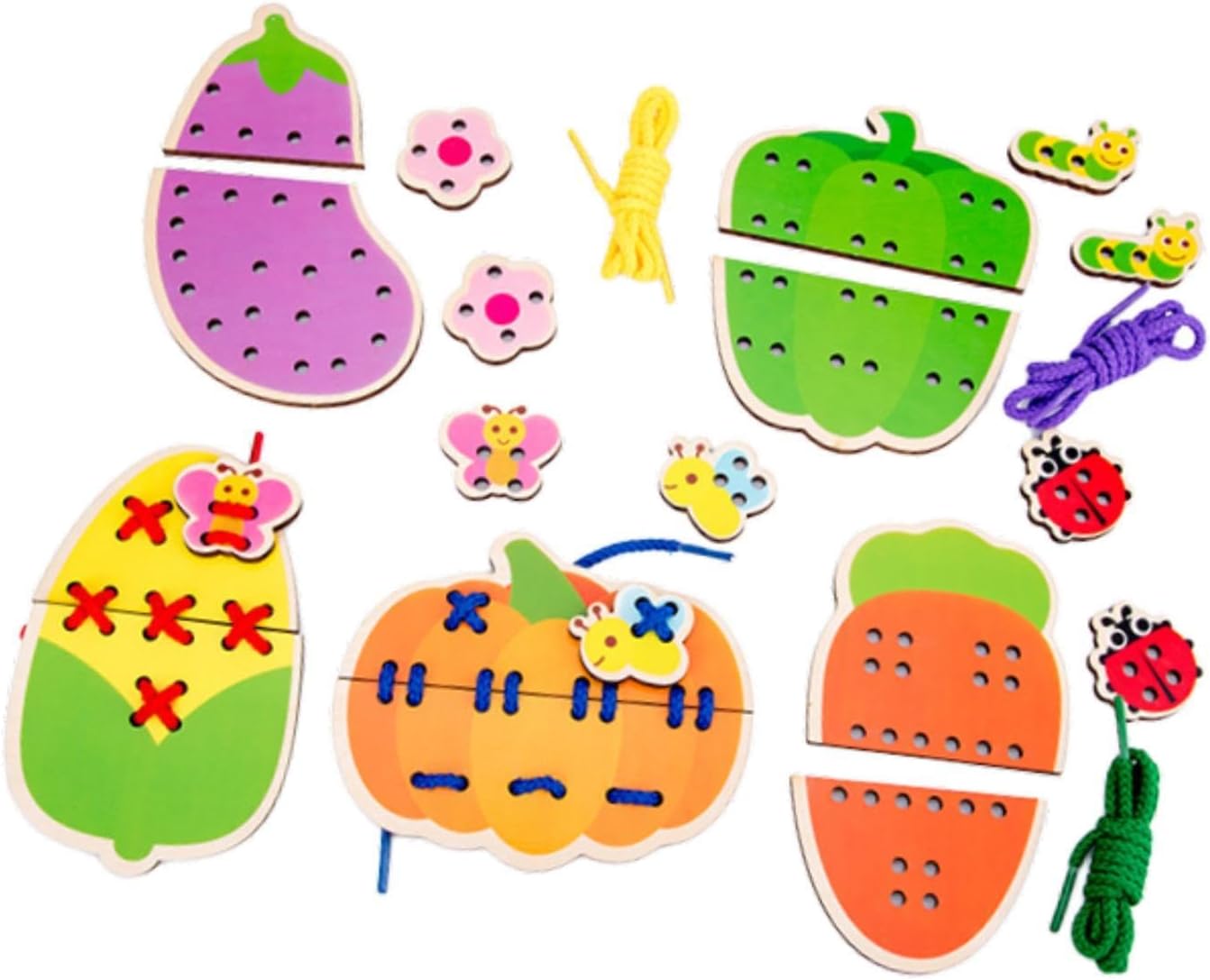 getuse Lacing Cards Sewing Kit for Preschoolers and Kids Threading Activity Developing Imagination Lacing Playing Games Sewing Cards- Fruit