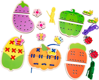 getuse Lacing Cards Sewing Kit for Preschoolers and Kids Threading Activity Developing Imagination Lacing Playing Games Sewing Cards- Fruit