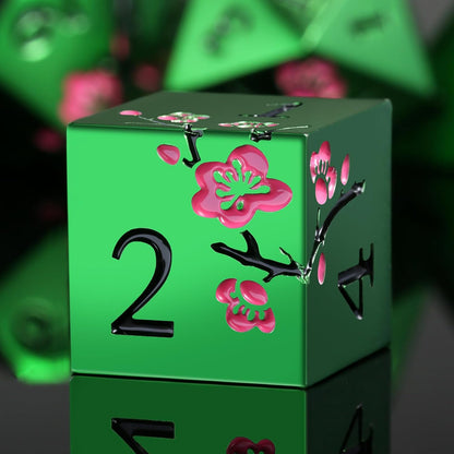 DnDnD Heavy Polyhedral Metal Dice Set with Metal Box, 7-die Shiny Blue Surface with Golden Number for RPG,Dungeons and Dragons,Pathfinder,Shadowrun,D&D,Role Palying Game and Math Teaching - Colors B