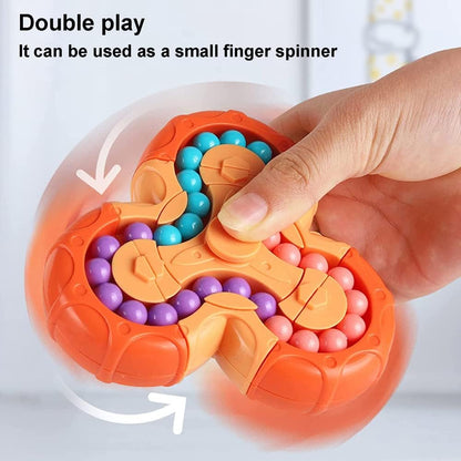 SUOXU Magic Bean Rotating Brain Teaser Finger Puzzle Toy,Boys Girl Handheld Spinner Stress Anxiety Relief Ball Game Sensory Toys, Gift for Kids Ages 3Above Easter Christmas Birthday New Year (Blue)