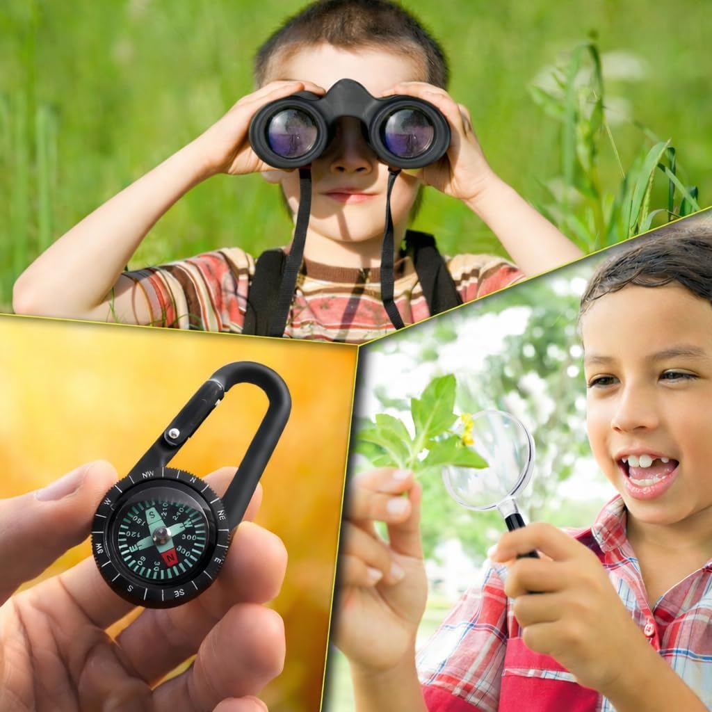 Binoculars for Kids – Perfect Toy for Little Boys and Girls – Extensive Set Incl. Magnifying Glass & Compass – Powerful Magnification 8X21 – 3 to 12 Year Old Kids for Toddler
