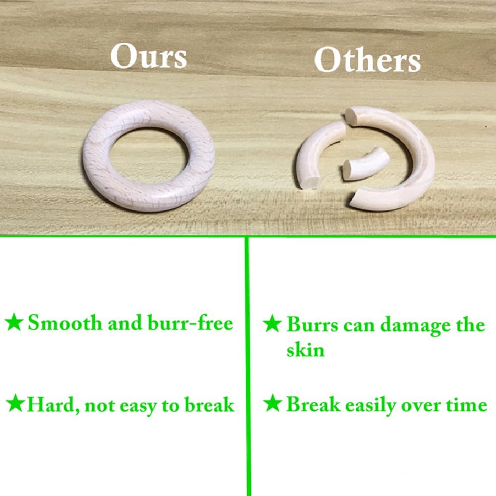 Natural Beech Wood Rings, 10 Pcs Unfinished 6cm Solid Wooden Rings Circles Without Paint for Craft, Connectors Jewelry Making